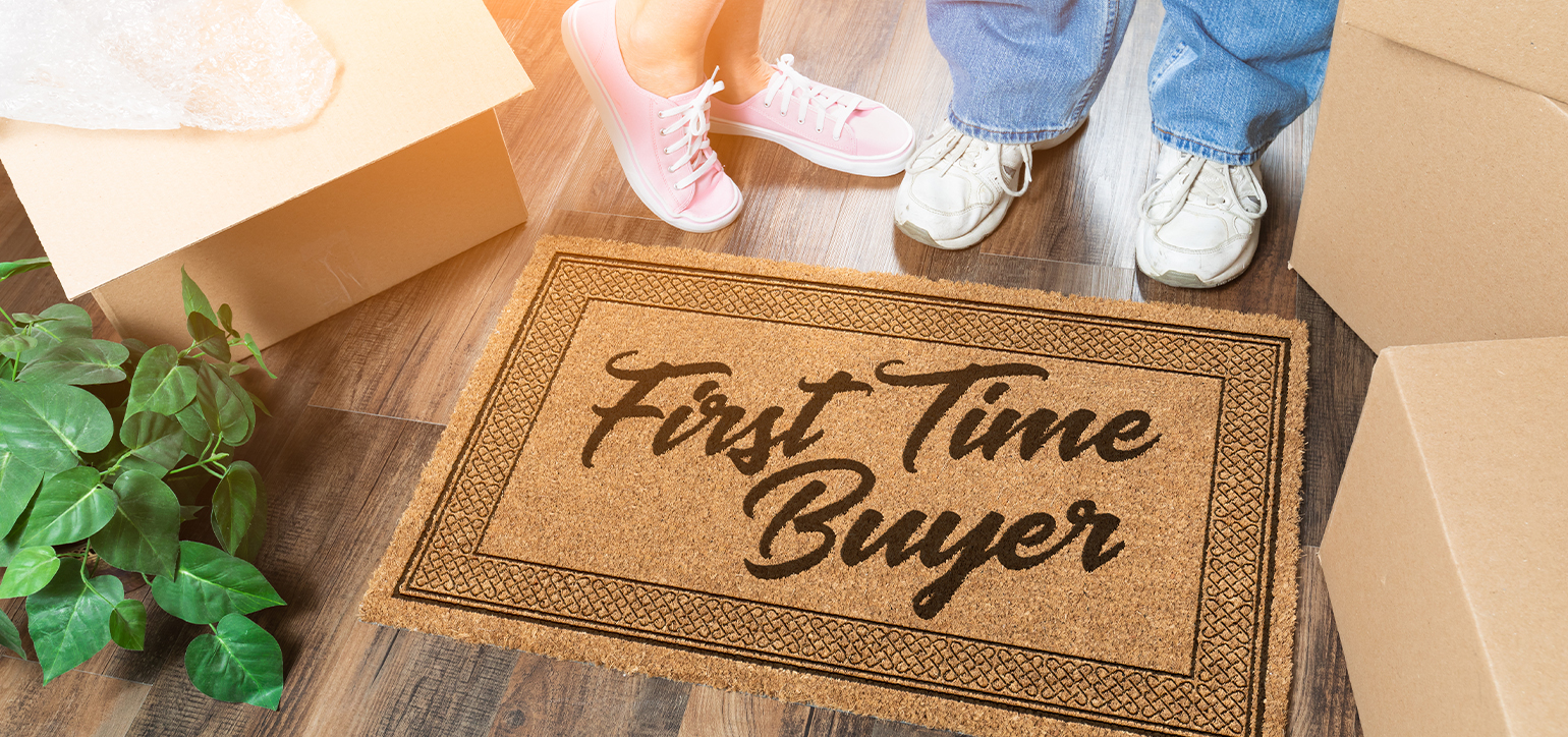 Image of a welcome mat with First Time Buyers written on it