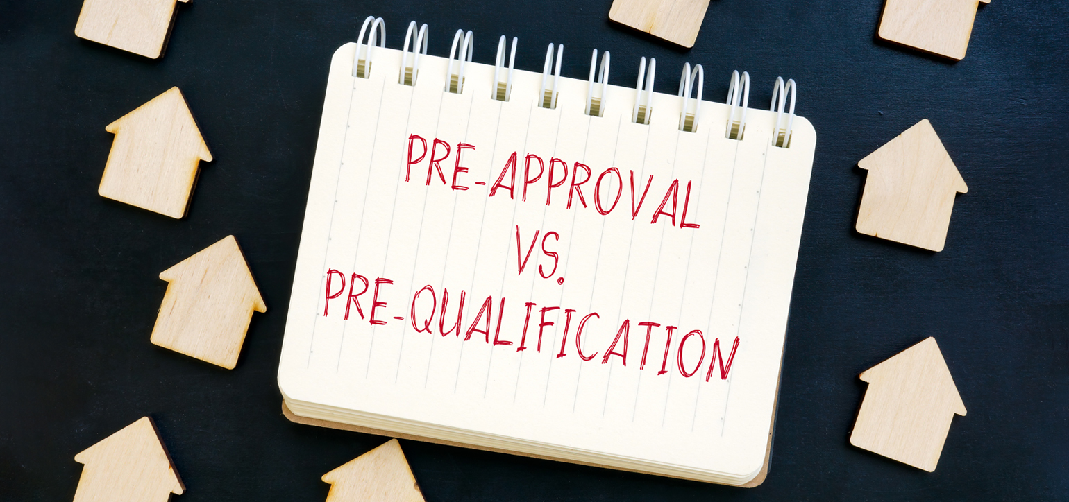Image showing Pre-Approval vs Pre-Qualification mortgage words and small houses