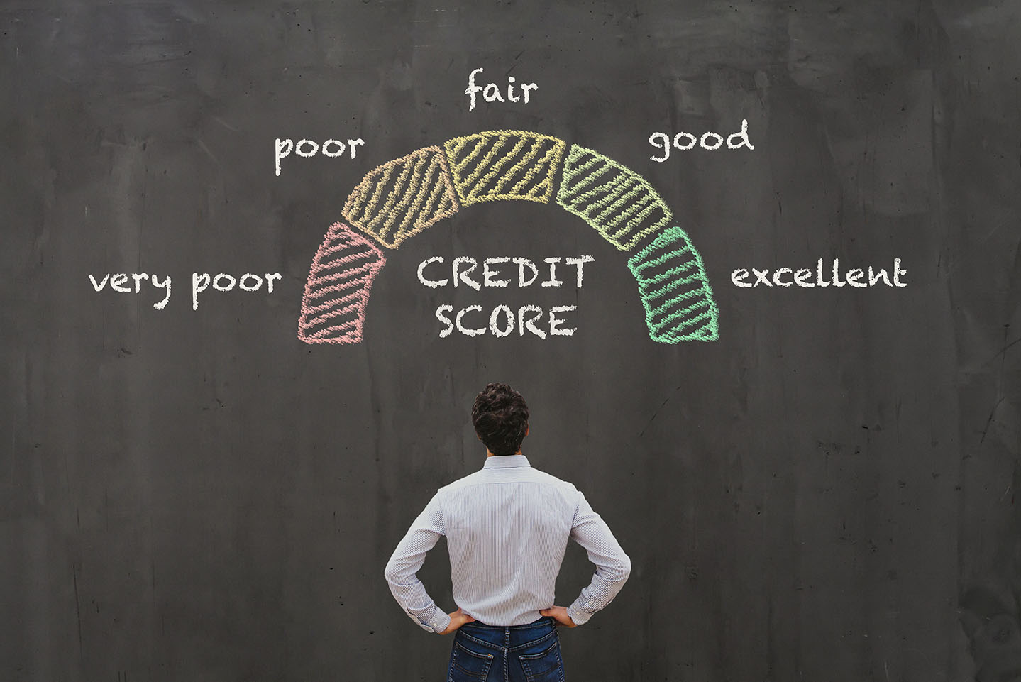 Image showing a man looking at a credit score chart