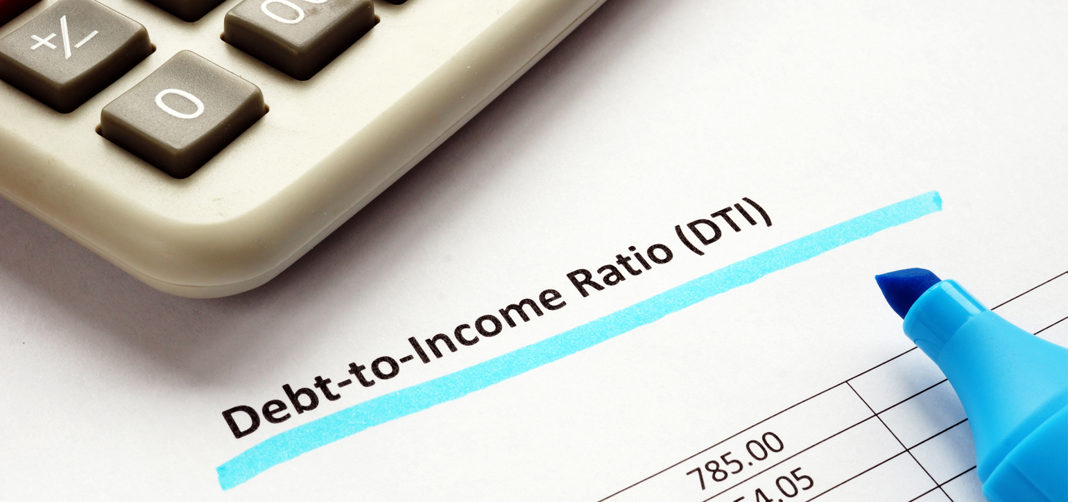 Debt-to-income ratio DTI blue marker underlined